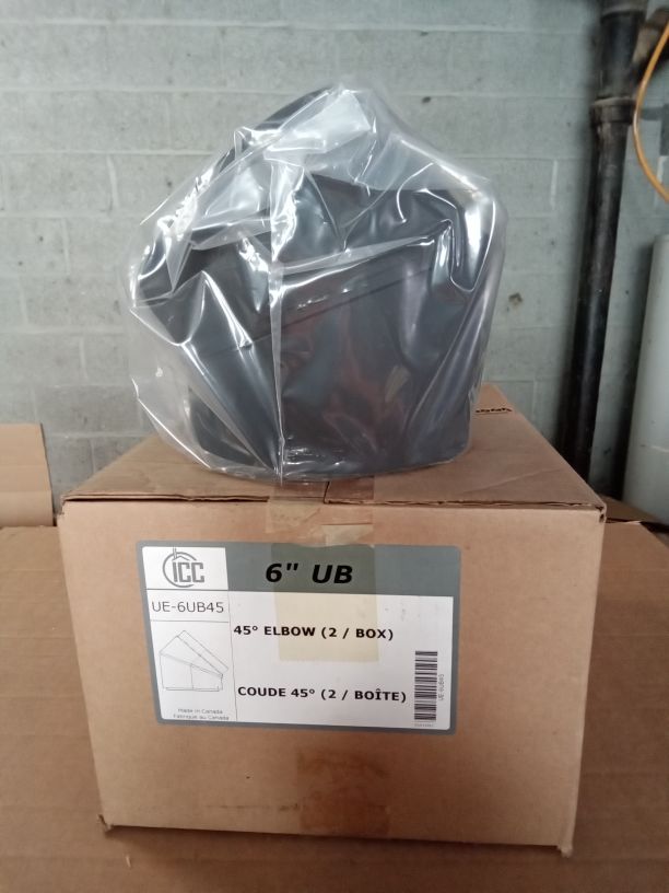 6" X 45° Elbow Single UltraBlack double wall stove pipe ICC-6UB45