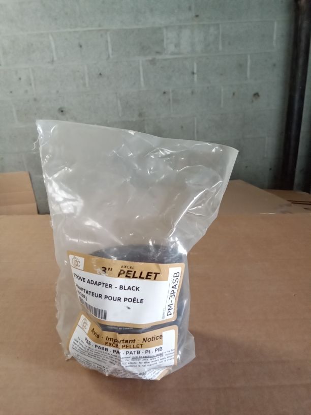 Black 3" EXCELPellet Stove Adaptor ICC-PM-3PASB