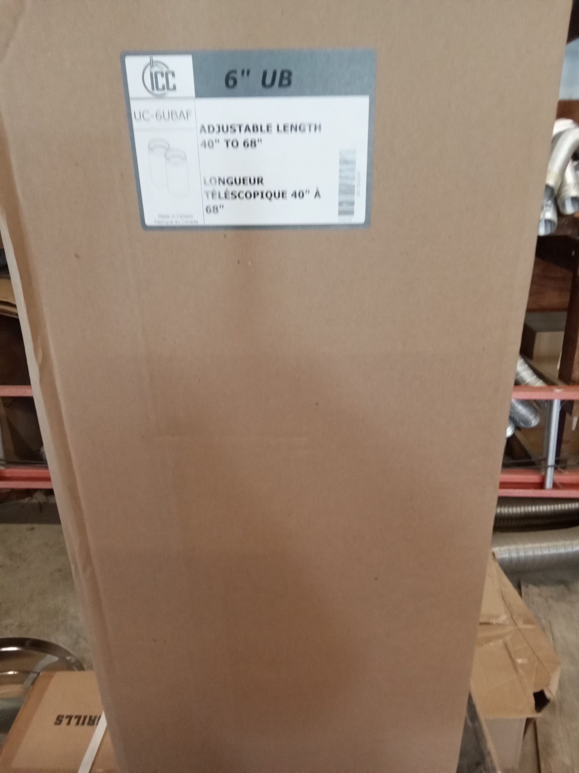 6" Adjustable (telescoping) length 40" - 68" (fully shielded) UltraBlack double wall stove pipe. ICC-UC-6UBAF