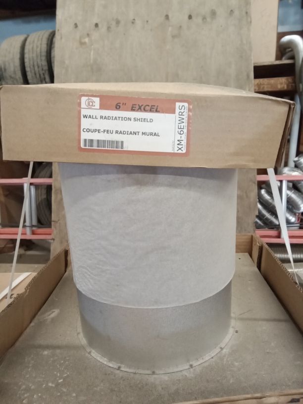 6" Wall thimble / Radiation shield (includes flue extension and 2" trim ring) ICC Excel Class A ICC-XM-6EWRS