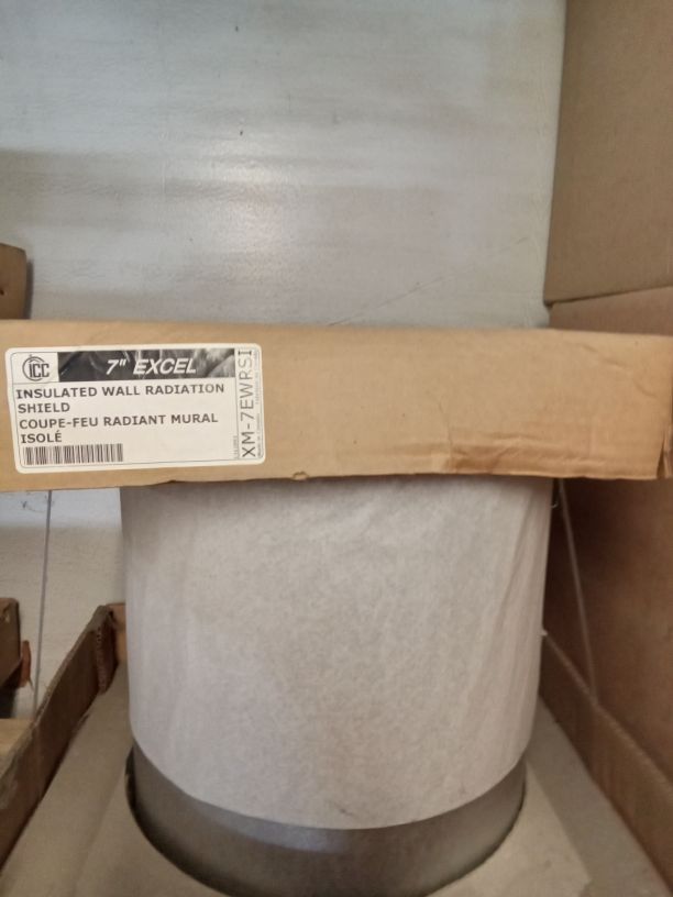 7" Wall Thimble/ Radiation shield (Includes Flue Extension & 2" Trim Ring) ICC-XM-7EWRSI