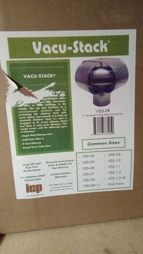 8″ Vacu-stack for double wall chimney