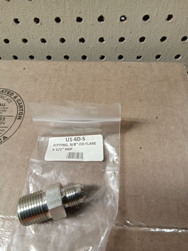 Fitting, 3/8″ OD FLARE x 1/2″ MIP