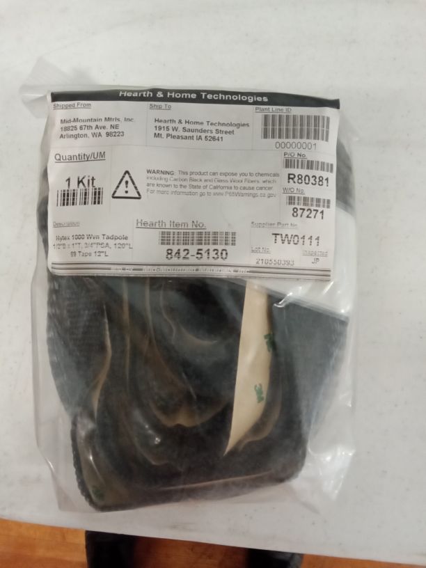 Gasket, tadpole, 3/8 (10′)